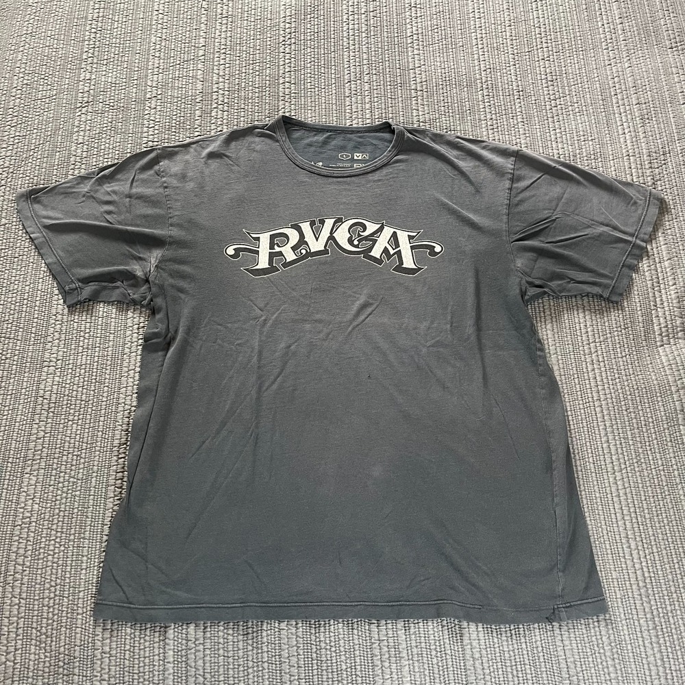 RVCA Heritage Arched‎ Logo T-Shirt Men's Large Black Short Sleeve Graphic Tee